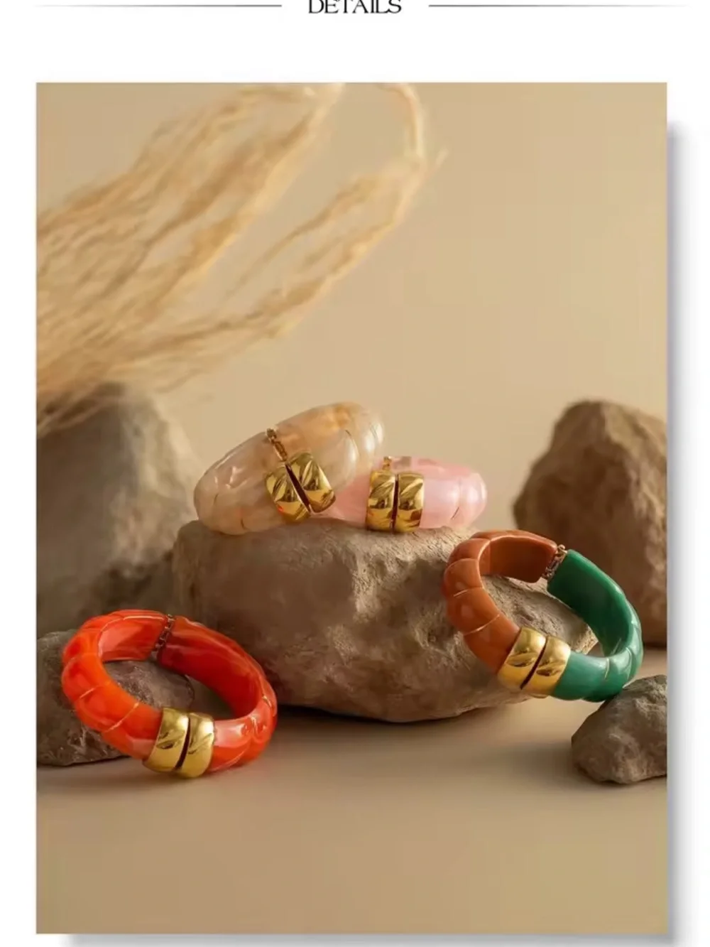 Modern Amber Green Hinged Bangle Bracelet